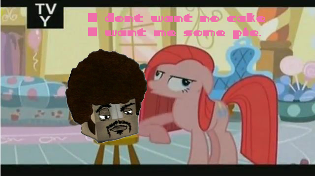 Size: 640x359 | Tagged: suggestive, edit, edited screencap, ponibooru import, screencap, pinkie pie, earth pony, pony, party of one, aqua teen hunger force, boxxy brown, female, mare, pinkamena diane pie