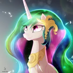 Size: 2160x2160 | Tagged: safe, alternate version, artist:zidanemina, princess celestia, alicorn, pony, abstract background, bust, cute, cutelestia, portrait, smiling, solo