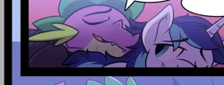 Size: 500x189 | Tagged: safe, artist:braeburned, shining armor, spike, pony, comic:comic relief, comic:comic relief part 2, cropped, cuddling, explicit source, gay, hug, infidelity, limited preview, male, older, older spike, shipping, size difference, sketch, snuggling, spikemor, wip