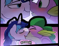 Size: 1114x865 | Tagged: suggestive, artist:braeburned, shining armor, spike, pony, comic:comic relief part 2, spoiler:comic relief part 2, :t, afterglow, bedroom eyes, blushing, boop, braeburned is trying to make us all gay, comic, cute, cute porn, eye contact, eyes closed, gay, implied sex, infidelity, kissing, looking at each other, male, noseboop, open mouth, shining adorable, shipping, smiling, spikabetes, spikelove, spikemor, spoiler, sweat, wide eyes