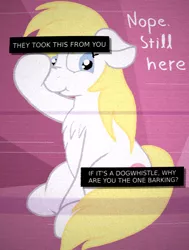 Size: 1904x2516 | Tagged: safe, artist:anonymous, derpibooru import, oc, oc:aryanne, unofficial characters only, earth pony, pony, art pack:marenheit 451, aryanbetes, cute, dogwhistle, fashwave, female, image, jpeg, mare, /mlp/, nazi, retrowave, simple background, smiling, solo, swastika, text