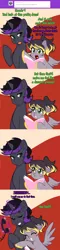 Size: 900x3727 | Tagged: safe, artist:senseidezzy, deleted from derpibooru, derpibooru import, oc, oc:aero, oc:warden, unofficial characters only, pegasus, pony, unicorn, aero replies, ask, catalog, colt, comic, crossdressing, father, father and child, father and son, glowing horn, hoof polish, horn, hug, implied crossdressing, levitation, magic, male, offspring, parent:derpy hooves, parent:oc:warden, parenting, parents:canon x oc, parents:warderp, phone, ponytail, pouting, spoiled, stallion, telekinesis, tumblr