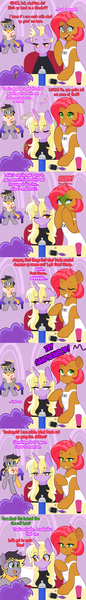Size: 1280x8960 | Tagged: safe, artist:senseidezzy, deleted from derpibooru, derpibooru import, babs seed, dinky hooves, oc, oc:aero, pony, :o, aero replies, alternate hairstyle, apron, brother and sister, brush, clothes, comic, female, glowing horn, hair, hairbrush, haircut, hairspray, half-siblings, horn, horrified, magazine, magic, male, offspring, older, older babs seed, older dinky hooves, open mouth, parent:derpy hooves, parent:oc:warden, parents:canon x oc, parents:warderp, poof, potion, reading, scarf, scissors, siblings, tomboy, tumblr, vial, wig