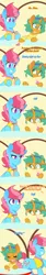 Size: 1280x7680 | Tagged: safe, artist:senseidezzy, deleted from derpibooru, derpibooru import, cup cake, snails, pony, comic:when aero met glitter, aero replies, comic, glitter shell, implied carrot cake, menu, nervous, offscreen character, sugarcube corner, sweat, tumblr