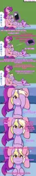 Size: 1280x6144 | Tagged: safe, artist:senseidezzy, deleted from derpibooru, derpibooru import, dinky hooves, lily longsocks, earth pony, pony, unicorn, aero replies, bed, book, comic, crying, dinkily, female, frown, glowing horn, horn, lesbian, levitation, lying, magic, male, older, pillow, sad, shaking, shipping, straight, telekinesis, throwing, trans stallion, transgender, truth
