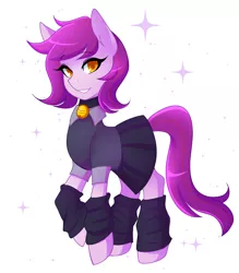 Size: 1400x1600 | Tagged: safe, artist:senseidezzy, deleted from derpibooru, derpibooru import, oc, oc:mystic blare, pony, arm warmers, bell, bell collar, clothes, collar, crossdressing, cute, femboy, leg warmers, male, pleated skirt, school uniform, shirt, skirt, solo, stallion, trap