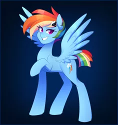 Size: 3400x3600 | Tagged: safe, artist:senseidezzy, banned from derpibooru, deleted from derpibooru, derpibooru import, rainbow dash, pegasus, pony, alternate hairstyle, alternate tailstyle, backwards cutie mark, hairpin, short hair rainbow dash, smiling, solo, torn ear, yin-yang