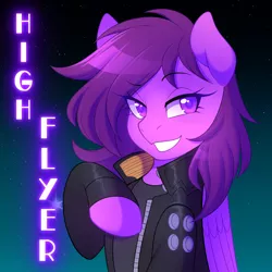 Size: 2000x2000 | Tagged: safe, artist:senseidezzy, deleted from derpibooru, derpibooru import, oc, oc:high flyer, unofficial characters only, pegasus, pony, clothes, commission, cyberpunk, jacket, solo