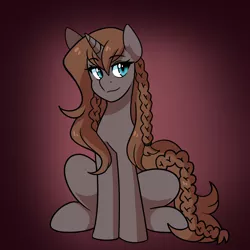 Size: 2500x2500 | Tagged: safe, artist:senseidezzy, deleted from derpibooru, derpibooru import, oc, oc:disty, unofficial characters only, pony, unicorn, braid, female, mare, rule 63, sitting, smiling, solo