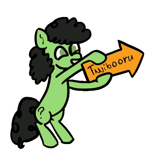 Size: 560x560 | Tagged: safe, artist:wren, edit, editor:anonymous, twibooru exclusive, oc, oc:anonfilly, earth pony, pony, twibooru, /mlp/, 4chan, advertisement, advertising, animated, arrow, bobbing, excited, female, filly, gif, happy, holding, mare, meta, sign, simple background, smiling, solo, soon to be dead source, transparent background