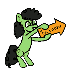 Size: 560x560 | Tagged: safe, artist:renaar, edit, editor:anonymous, twibooru exclusive, oc, oc:anonfilly, earth pony, pony, twibooru, 4chan, advertisement, advertising, animated, arrow, bobbing, excited, female, filly, gif, happy, holding, mare, meta, /mlp/, sign, simple background, smiling, solo, soon to be dead source, transparent background