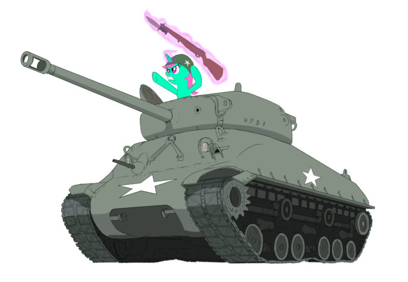 Size: 1791x1237 | Tagged: safe, artist:brisineo, tank, oc, oc:lightning scratch, angry, gun, image, levitation, m1 garand, m4 sherman, magic, png, rifle, simple background, solo, telekinesis, transparent background, weapon