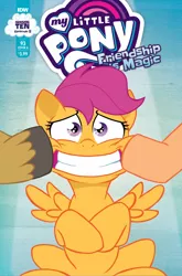 Size: 1186x1800 | Tagged: safe, artist:nanook123, idw, official, mane allgood, scootaloo, snap shutter, pegasus, pony, spoiler:comic, spoiler:comic93, cover, forced smile, goatse, season 10