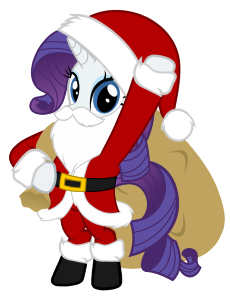 Size: 794x1024 | Tagged: artist needed, safe, derpibooru import, rarity, pony, unicorn, belt, bipedal, boots, christmas, clothes, costume, fake beard, female, hat, holiday, looking at you, mare, sack, santa beard, santa claus, santa costume, santa hat, santa sack, shoes, simple background, solo, standing, transparent background, vector