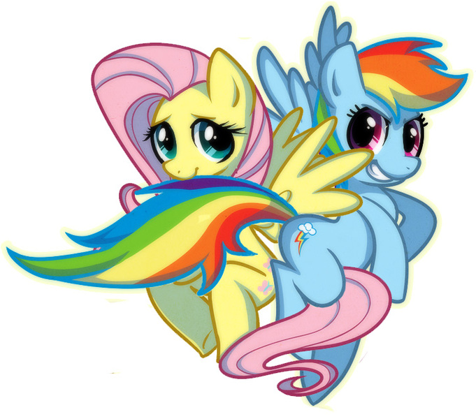 Size: 724x638 | Tagged: safe, ponibooru import, fluttershy, rainbow dash, pegasus, pony, cute, duo, female, looking at you, mare, simple background, smiling, white background
