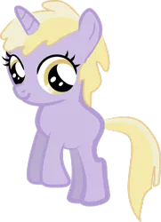 Size: 761x1051 | Tagged: safe, artist:creshosk, ponibooru import, dinky hooves, pony, unicorn, female, filly, looking at you, simple background, smiling, solo, transparent background
