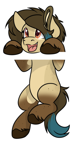 Size: 797x1516 | Tagged: safe, artist:rokosmith26, oc, oc:layla crow, unofficial characters only, earth pony, pony, belly, cute, female, filly, freckles, hanging, happy, hoof fluff, looking up, open mouth, short hair, short mane, simple background, solo, tail, transparent background, younger