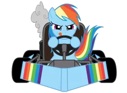 Size: 750x550 | Tagged: safe, artist:fluffybutts, artist:mixermike622, ponibooru import, rainbow dash, driving, go kart, mario kart, simple background, sitting, solo, tongue out, transparent background