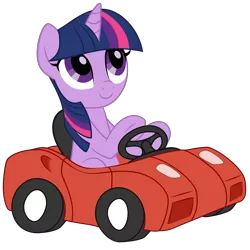 Size: 8000x8000 | Tagged: safe, artist:furseiseki, derpibooru import, edit, twilight sparkle, pony, unicorn, /mlp/, 4chan, absurd resolution, car, cropped, cute, driving, female, funny, image, mare, png, power wheels, simple background, smiling, solo, toy car, transparent background, twiabetes, unicorn twilight, vector, wingless, wingless edit