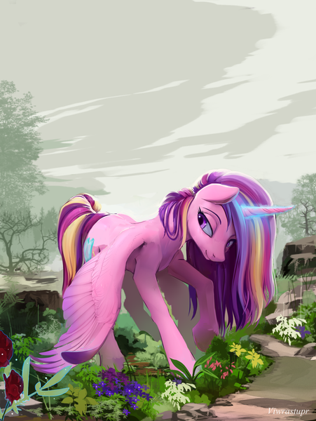 Size: 1600x2130 | Tagged: safe, artist:ponykillerx, artist:viwrastupr, edit, princess cadance, alicorn, pony, cute, cutedance, female, flower, image, mare, png, solo