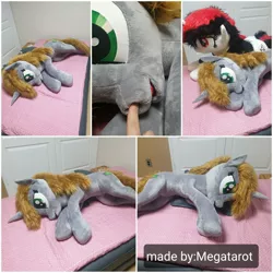 Size: 2880x2880 | Tagged: safe, artist:megatarot, oc, oc:blackjack, oc:littlepip, pony, unicorn, fallout equestria, fallout equestria: project horizons, boop, fanfic art, irl, life size, photo, plushie