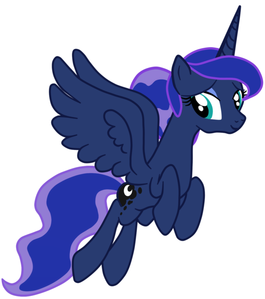 Size: 1221x1374 | Tagged: safe, artist:gmaplay, princess luna, alicorn, pony, alternate hairstyle, female, flying, looking at you, mare, missing accessory