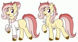 Size: 3700x2000 | Tagged: safe, artist:nate-doodles, oc, oc:red rose, unofficial characters only, earth pony, pony, blank flank, clothes, ear fluff, female, hooves, mare, open mouth, simple background, solo, sweater, turtleneck, white background