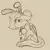 Size: 4000x4000 | Tagged: safe, artist:nate-doodles, oc, oc:sonia star, unofficial characters only, bat pony, pony, absurd resolution, bat wings, bunny ears, crossed hooves, female, image, jpeg, mare, monochrome, pouting, sitting, solo, wings