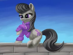 Size: 4000x3000 | Tagged: safe, artist:flusanix, derpibooru import, octavia melody, earth pony, pony, clothes, female, high res, hoodie, image, mare, png, raised hoof, solo