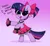 Size: 4096x3755 | Tagged: safe, artist:kittyrosie, edit, editor:pastthesouthpole, twilight sparkle, pony, unicorn, alternate hairstyle, blushing, bow, cheerleader, cheerleader outfit, clothes, cute, dialogue, female, gradient background, looking at you, mare, motivational, open mouth, rearing, smiling, smiling at you, solo, sweet dreams fuel, twiabetes, unicorn twilight, wholesome, wingless, wingless edit