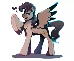 Size: 5400x4400 | Tagged: safe, artist:mylittlegodzilla, oc, oc:mayata, unofficial characters only, pegasus, pony, absurd resolution, bedroom eyes, female, heart, image, looking at you, mare, open mouth, png, simple background, solo, spread wings, unshorn fetlocks, white background, wings