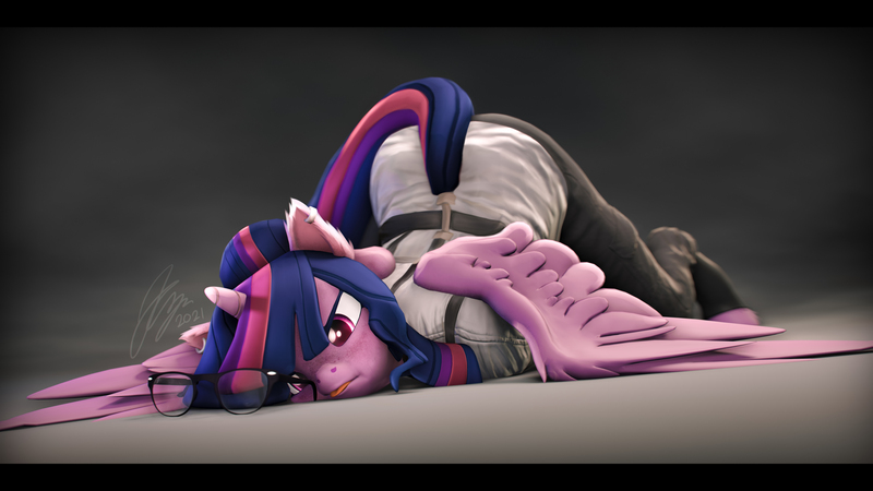 Size: 9600x5400 | Tagged: safe, artist:imafutureguitarhero, derpibooru import, sci-twi, twilight sparkle, twilight sparkle (alicorn), alicorn, anthro, pony, unguligrade anthro, 3d, absurd file size, absurd resolution, black bars, bondage, boots, cargo pants, cheek fluff, cheek squish, chromatic aberration, clothes, colored eyebrows, colored eyelashes, dork, ear fluff, ear freckles, ear piercing, earring, face down ass up, faceplant, female, film grain, floppy ears, fluffy, freckles, fur, glasses, glasses off, hair bun, hoof fluff, horn, image, jacko challenge, jewelry, jpeg, leather, leather boots, majestic as fuck, mare, meme, multicolored hair, multicolored mane, multicolored tail, nose fluff, nose wrinkle, pants, piercing, revamped anthros, revamped ponies, scitwilicorn, shoes, signature, source filmmaker, squishy cheeks, straitjacket, tail, tongue out, twilight is not amused, unamused, wall of tags, wing freckles, wings
