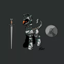 Size: 3000x3000 | Tagged: safe, artist:pencilbrony, derpibooru import, oc, oc:aquaria lance, pony, unicorn, armor, helmet, image, png, power armor, shield, solo