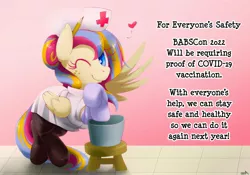 Size: 1920x1344 | Tagged: safe, derpibooru import, oc, oc:golden gates, babscon, coronavirus, image, jpeg, mascot, nurse outfit