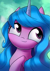 Size: 755x1068 | Tagged: safe, artist:dori-to, derpibooru import, izzy moonbow, pony, unicorn, my little pony: a new generation, spoiler:my little pony: a new generation, bust, g5, image, png, portrait, solo