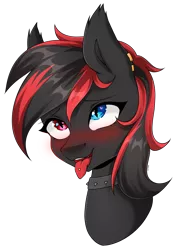 Size: 3210x4504 | Tagged: suggestive, artist:torihime, derpibooru import, oc, oc:sharpe, bat pony, pony, ahegao, bat pony oc, bat wings, blushing, bust, choker, commission, cute, female, heart eyes, heterochromia, image, mare, open mouth, piercing, png, simple background, solo, spiked choker, tongue out, tongue piercing, transparent background, wingding eyes, wings, ych result