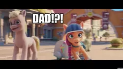 Size: 1280x720 | Tagged: safe, derpibooru import, edit, edited screencap, screencap, sunny starscout, my little pony: a new generation, spoiler:my little pony: a new generation, argyle starshine, deadbeat, g5, image, jpeg, text