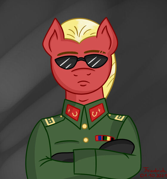 Size: 1280x1372 | Tagged: safe, artist:friedrich911, derpibooru import, my little pony: a new generation, spoiler:my little pony: a new generation, clothes, g5, glasses, image, jpeg, military, sprout, uniform