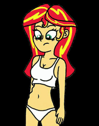 Size: 500x631 | Tagged: source needed, suggestive, artist:josephurrutia, derpibooru import, sunset shimmer, human, equestria girls, belly, belly button, belly fetish, bra, clothes, crop top bra, fetish, fetish fuel, gif, image, looking at belly, midriff, navel fetish, panties, sexy, stomach ache, stomach growl, stomach noise, tummy ache, underwear, vector, white underwear
