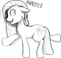 Size: 563x537 | Tagged: safe, artist:color--spectrum, derpibooru import, pinkie pie, earth pony, pony, extended trot pose, female, floppy ears, grayscale, image, jpeg, mare, monochrome, pinkamena diane pie, shrunken pupils, sketch, solo