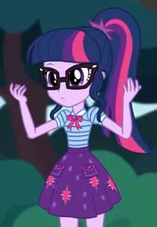 Size: 353x510 | Tagged: safe, derpibooru import, screencap, sci-twi, twilight sparkle, equestria girls, equestria girls series, stressed in show, cropped, image, png, solo