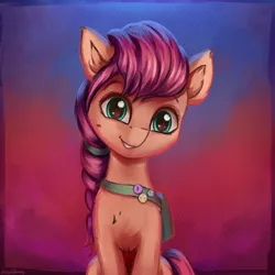 Size: 4000x4000 | Tagged: safe, alternate version, artist:adagiostring, derpibooru import, sunny starscout, earth pony, pony, bust, cute, female, g5, image, png, smiling, solo