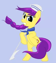 Size: 696x785 | Tagged: safe, artist:darthlena, derpibooru import, oc, oc:maria rose, unofficial characters only, earth pony, pony, bipedal, female, gritted teeth, harpoon, hat, image, jpeg, sailor hat, simple background, transparent background