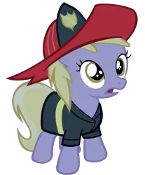 Size: 882x1066 | Tagged: safe, artist:iamthegreatlyra, derpibooru import, dinky hooves, pony, luna eclipsed, season 2, clothes, costume, female, filly, firefighter, image, nightmare night costume, png, simple background, vector