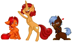 Size: 657x378 | Tagged: safe, artist:dedonnerwolke, derpibooru import, oc, oc:any pony, oc:goldenfox, earth pony, pegasus, unicorn, earth pony oc, glasses, heart, horn, image, pegasus oc, png, rearing, simple background, transparent background, unicorn oc, wings