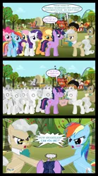 Size: 1280x2300 | Tagged: safe, artist:bigsnusnu, derpibooru import, apple bloom, applejack, big macintosh, doctor whooves, flam, flim, fluttershy, granny smith, mayor mare, pinkie pie, rainbow dash, rarity, time turner, twilight sparkle, earth pony, pegasus, pony, unicorn, comic:dusk shine in pursuit of happiness, angry, apple, brothers, bucket, dusk shine, flim flam brothers, food, giggling, half r63 shipping, harem, image, male, mane six, marriage proposal, marry, paper, png, rule 63, sad, shipping, shocked, siblings, sweet apple acres, twins