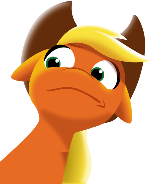 Size: 3281x3637 | Tagged: safe, artist:imalou, derpibooru import, edit, vector edit, applejack, earth pony, pony, .svg available, do not want, floppy ears, image, missing freckles, png, solo, vector, vector trace