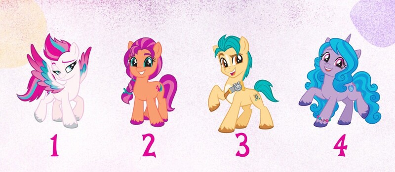 Size: 1080x471 | Tagged: safe, derpibooru import, official, hitch trailblazer, izzy moonbow, sunny starscout, zipp storm, earth pony, pegasus, pony, unicorn, my little pony: a new generation, cropped, design, female, g5, image, jpeg, male, mare, stallion