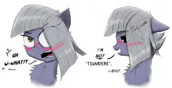 Size: 2100x1071 | Tagged: safe, artist:chopsticks, derpibooru import, limestone pie, earth pony, blushing, cheek fluff, chest fluff, comic, cute, dialogue, ear fluff, eyebrows, eyebrows visible through hair, female, females only, floppy ears, image, limabetes, limetsun pie, looking at you, looking away, png, solo, text, tsundere