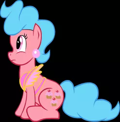 Size: 1508x1528 | Tagged: safe, artist:oliwia2514, derpibooru import, cup cake, earth pony, pony, black background, female, image, jpeg, mare, palette swap, recolor, simple background, sitting
